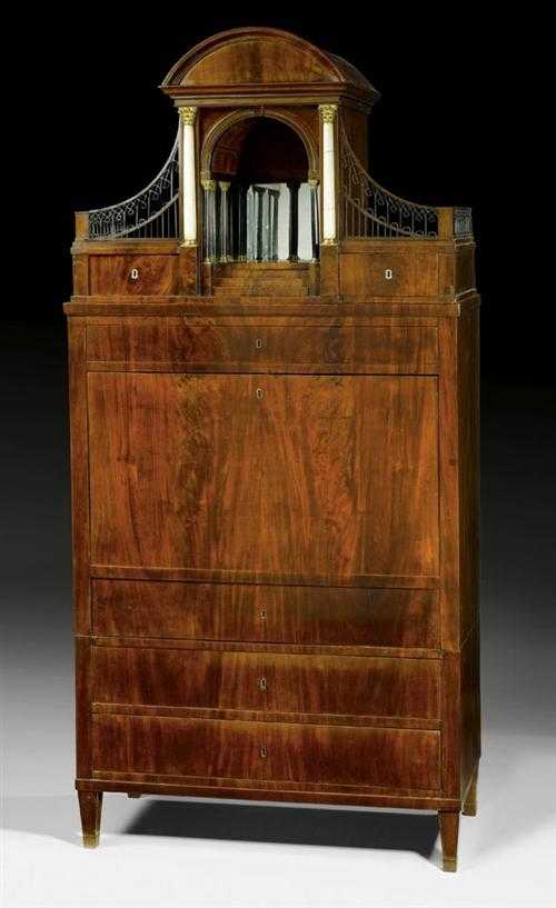 Appraisal: SECR TAIRE A ABATTANT Biedermeier probably Berlin circa Burlwood as