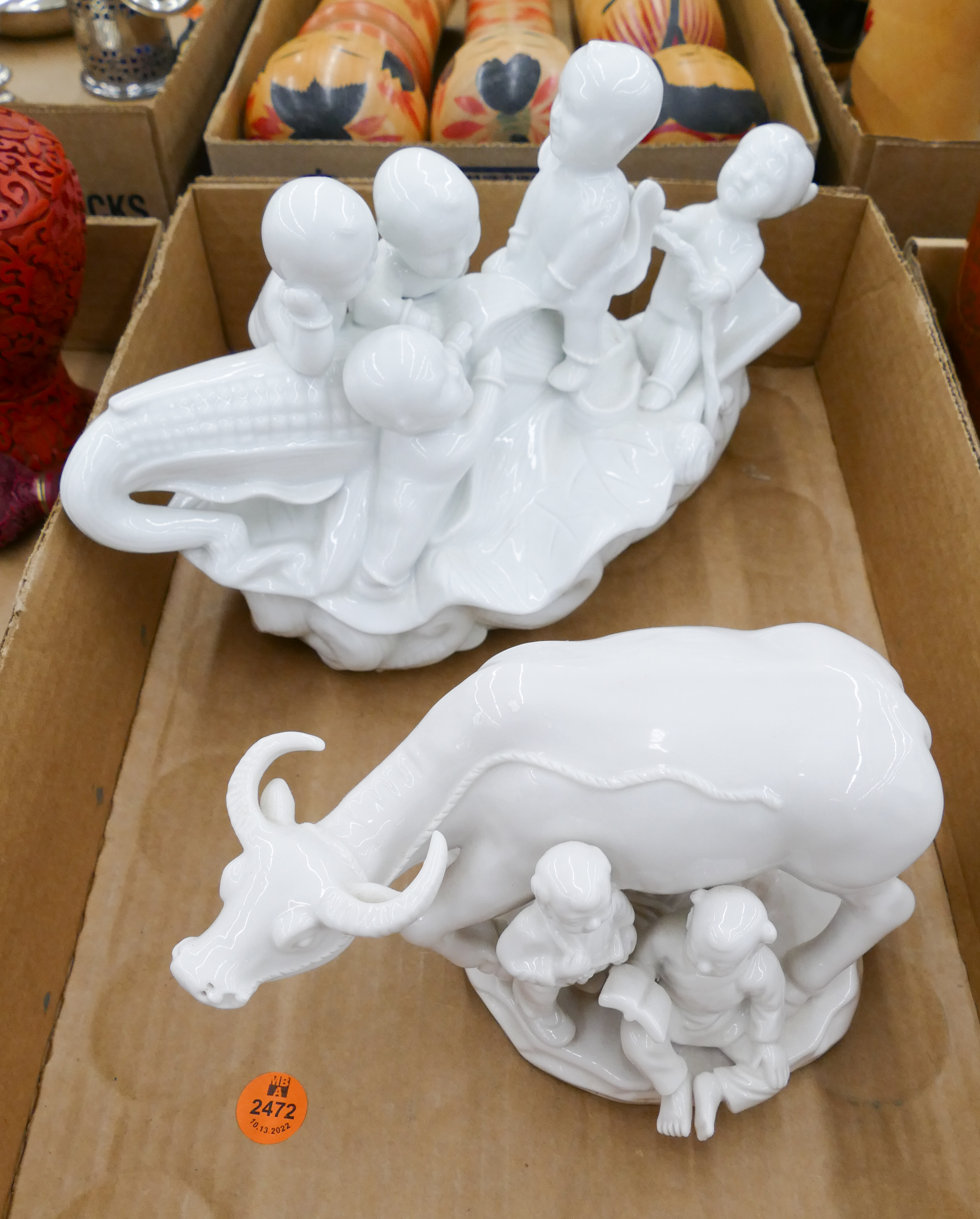 Appraisal: Box Chinese Blanc de Chine Figure Groups