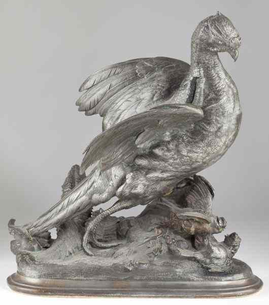 Appraisal: Sculpture of a Pheasant Family th centuryafter Paul Comolera French