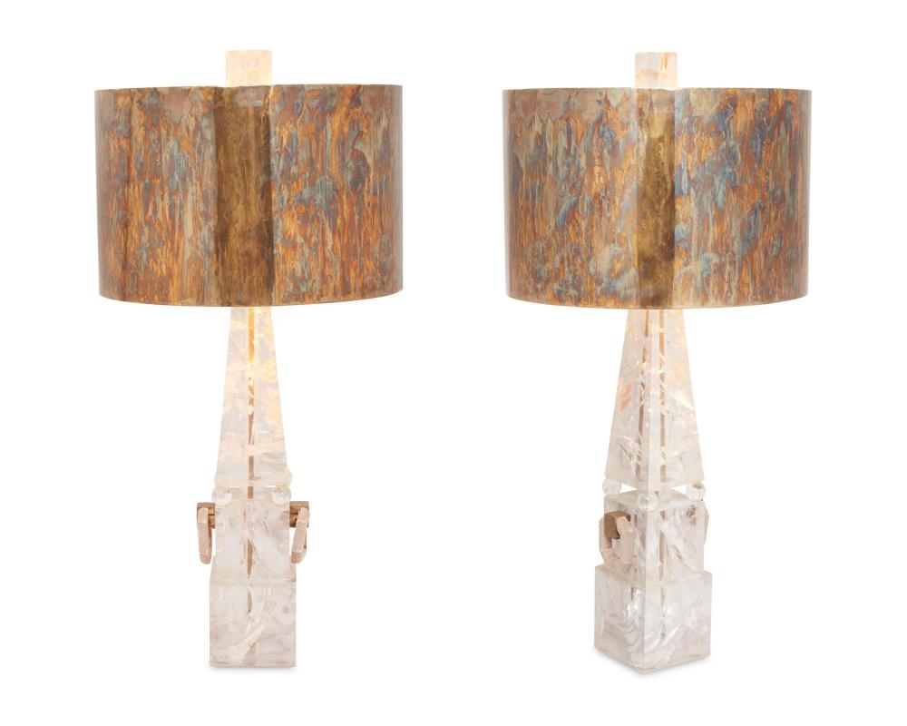 Appraisal: A pair of Sylvan San Francisco faux crystal table lamps