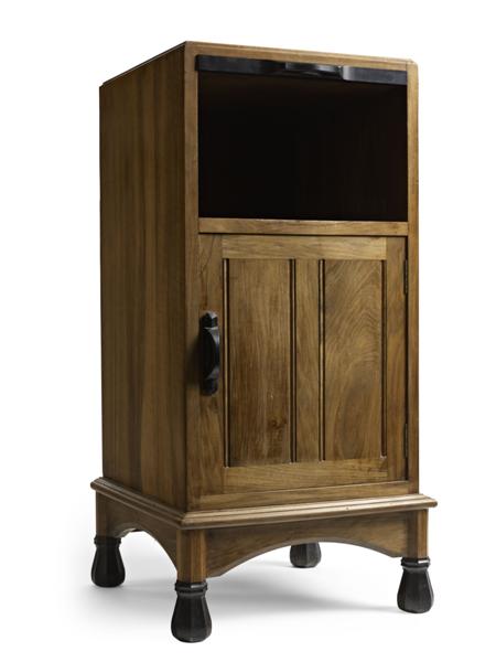 Appraisal: GORDON RUSSELL ENGLISH WALNUT BEDSIDE CABINET CIRCA inlaid with yew