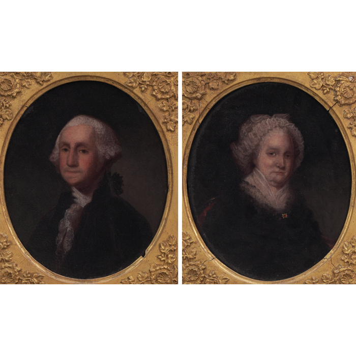 Appraisal: American School th century George Washington and Martha Washington pair