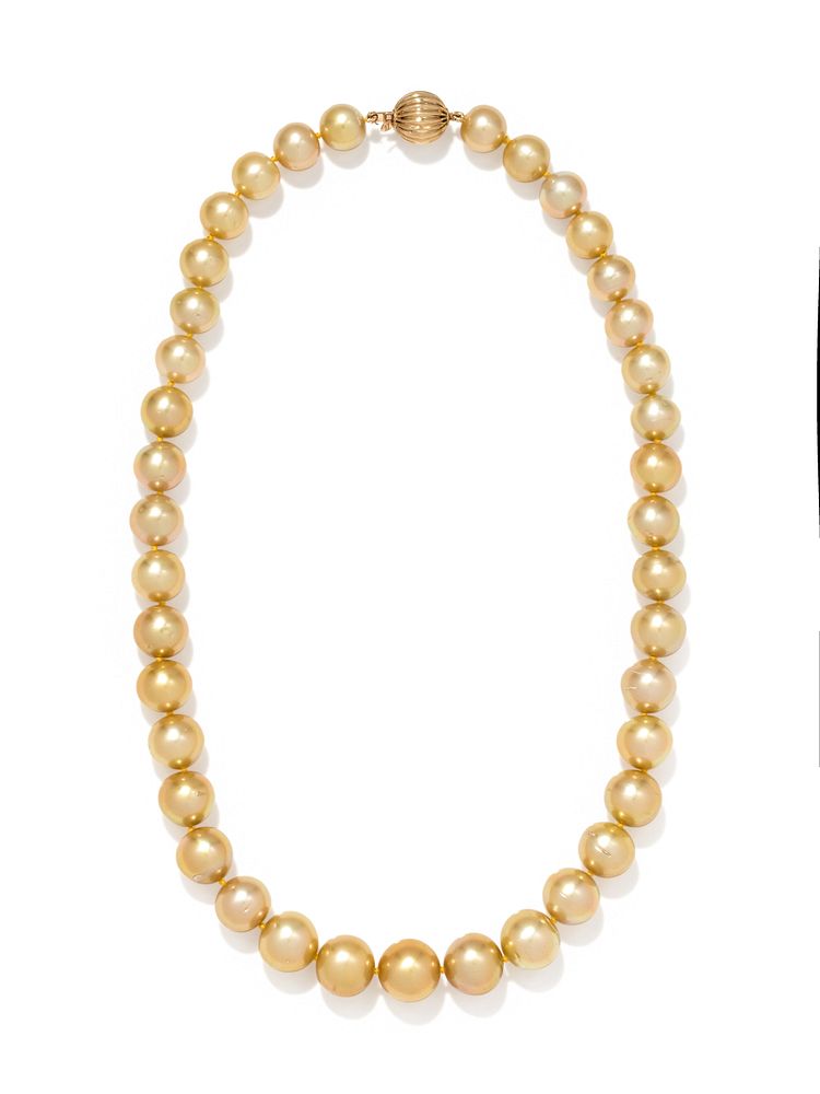 Appraisal: CULTURED GOLDEN SOUTH SEA PEARL NECKLACE CULTURED GOLDEN SOUTH SEA