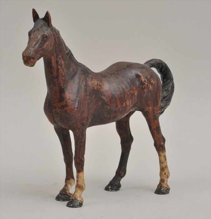 Appraisal: PAINTED CAST IRON FIGURE OF A HORSE x in Provenance