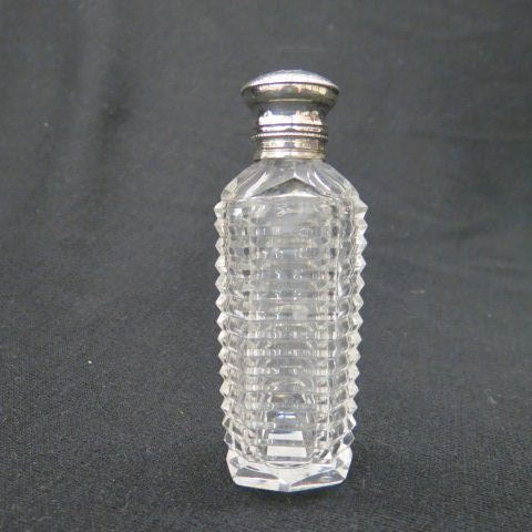 Appraisal: Sterling Silver Cut Glass Perfume hinged top with hallmark step-cut