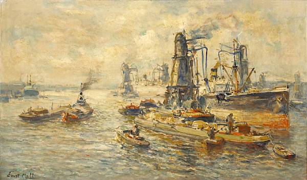 Appraisal: Evert Moll Dutch - A busy harbor scene signed 'Evert