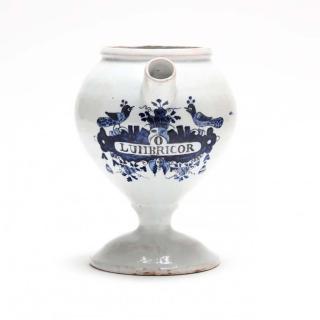 Appraisal: Dutch Delft Wet Drug Jar th century having a globular