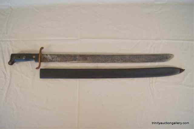 Appraisal: Antique c Machete w Horn Handle SheathThis is for a