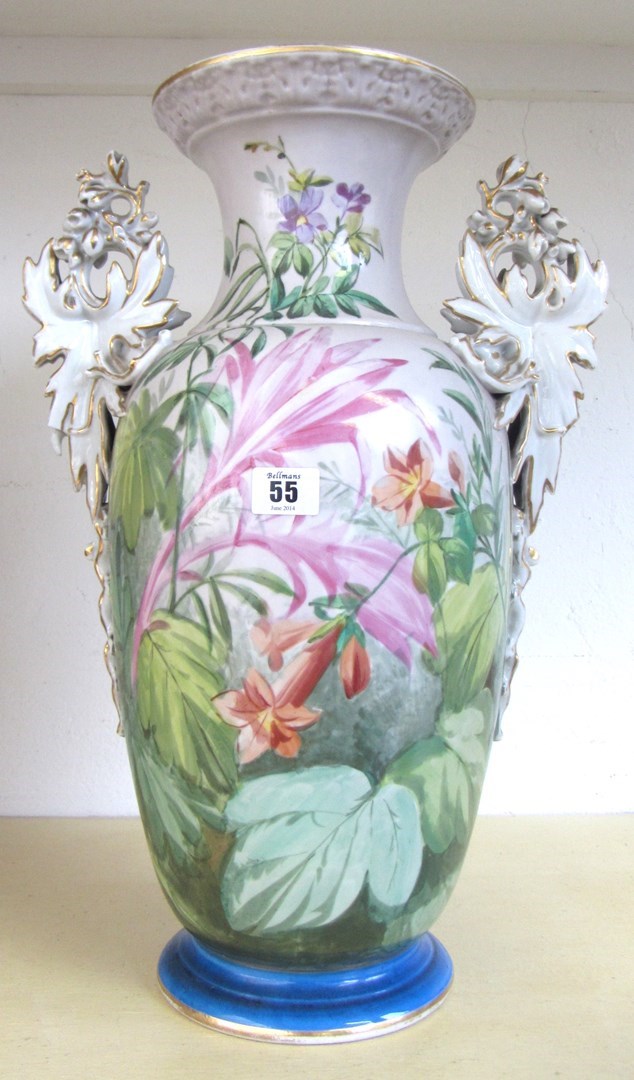 Appraisal: A Continental porcleain two handled vase late th century decorated