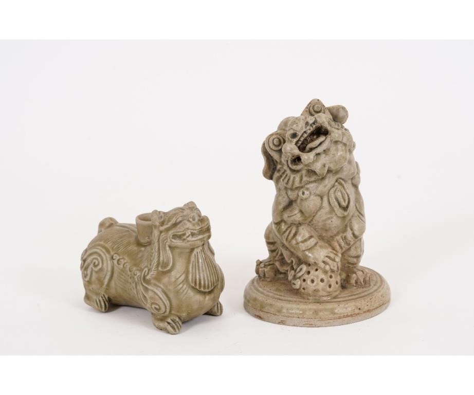 Appraisal: Chinese Foo Dog vessel together with another example Tallest h