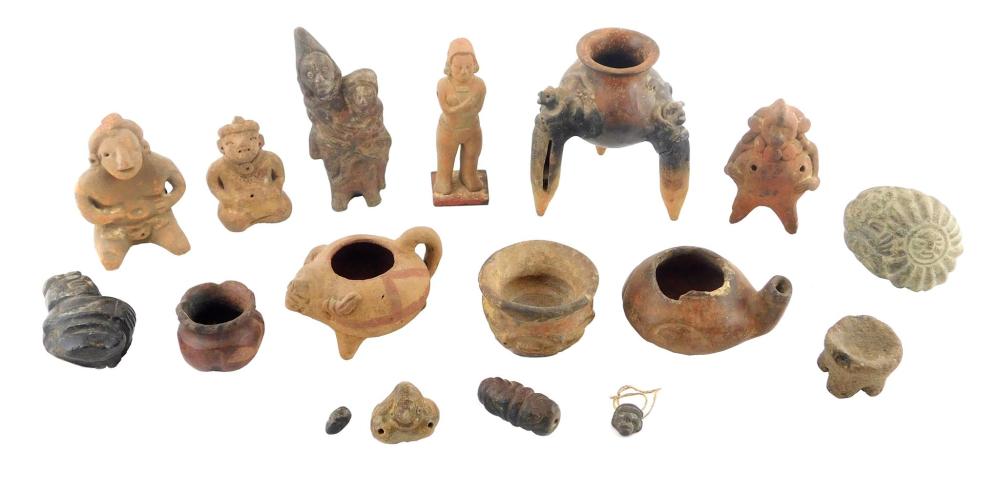 Appraisal: PRE-COLUMBIAN Pre-Columbian objects pieces Ancient Mesoamerica terracotta and stone along