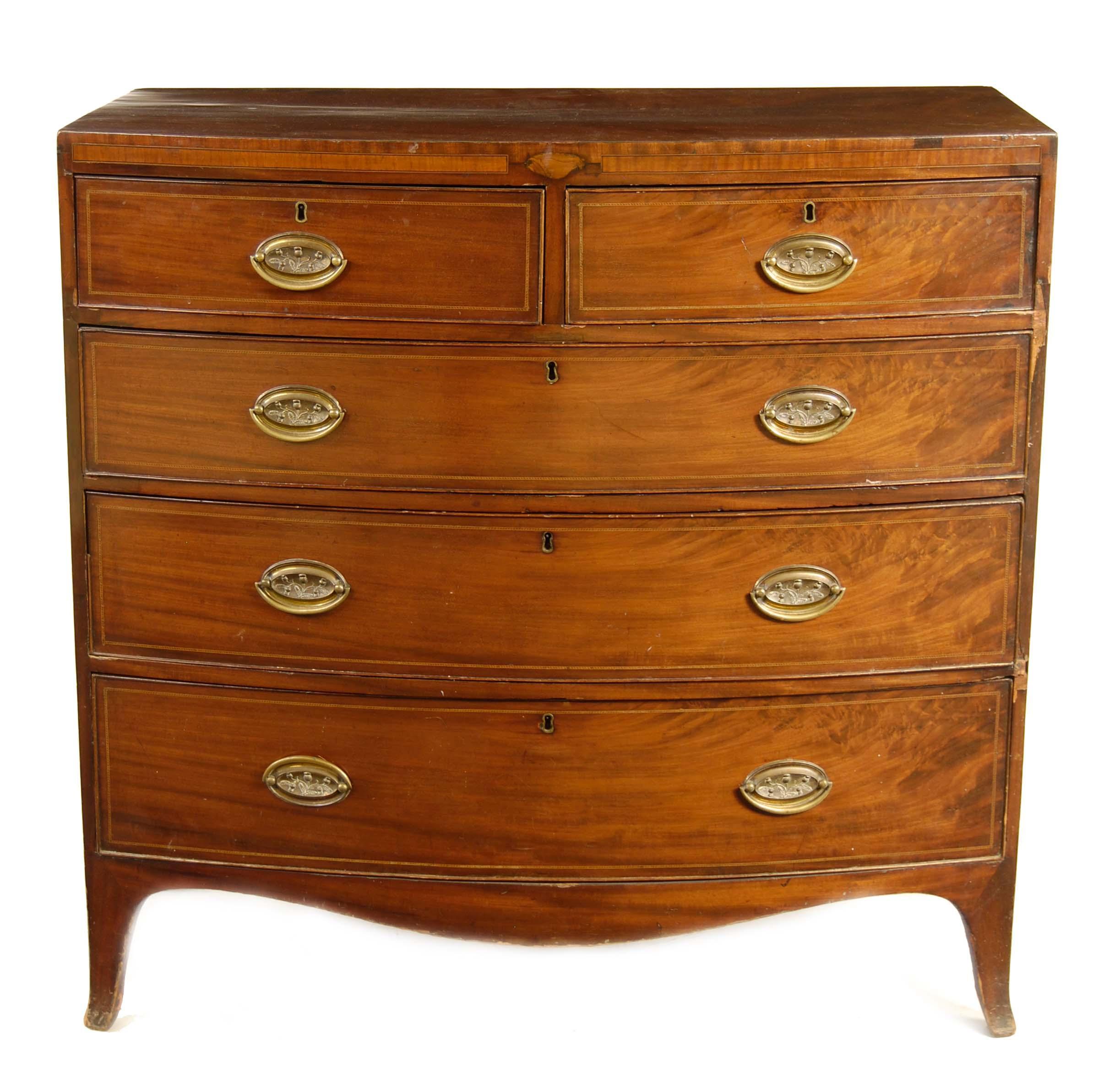 Appraisal: An early th century mahogany bowfront chest