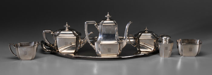 Appraisal: Tiffany Sterling Tea Service American - Hampton pattern paneled sides