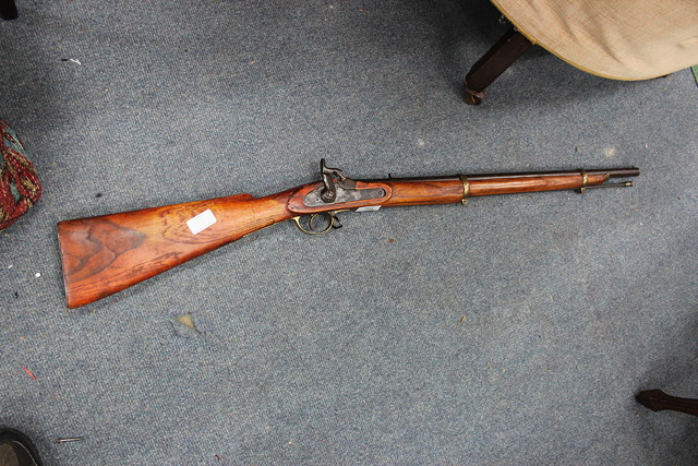 Appraisal: AN OLD PERCUSSION CAP RIFLE the stock stamped with various