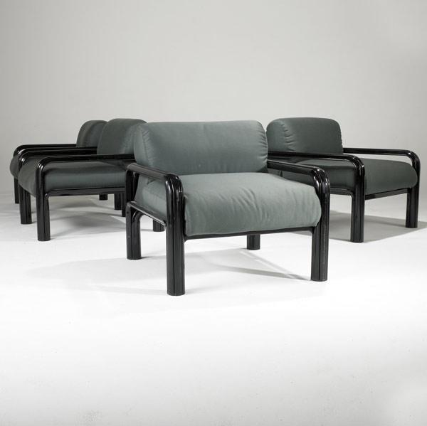 Appraisal: GAE AULENTI FOR KNOLL Four lounge chairs in enameled metal