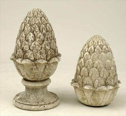 Appraisal: Two Cast-Stone Pinecone-Form Garden Ornaments Each damaged in in diam