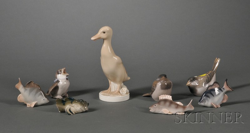 Appraisal: Eight Small Danish Porcelain Animal Figures th century four Royal