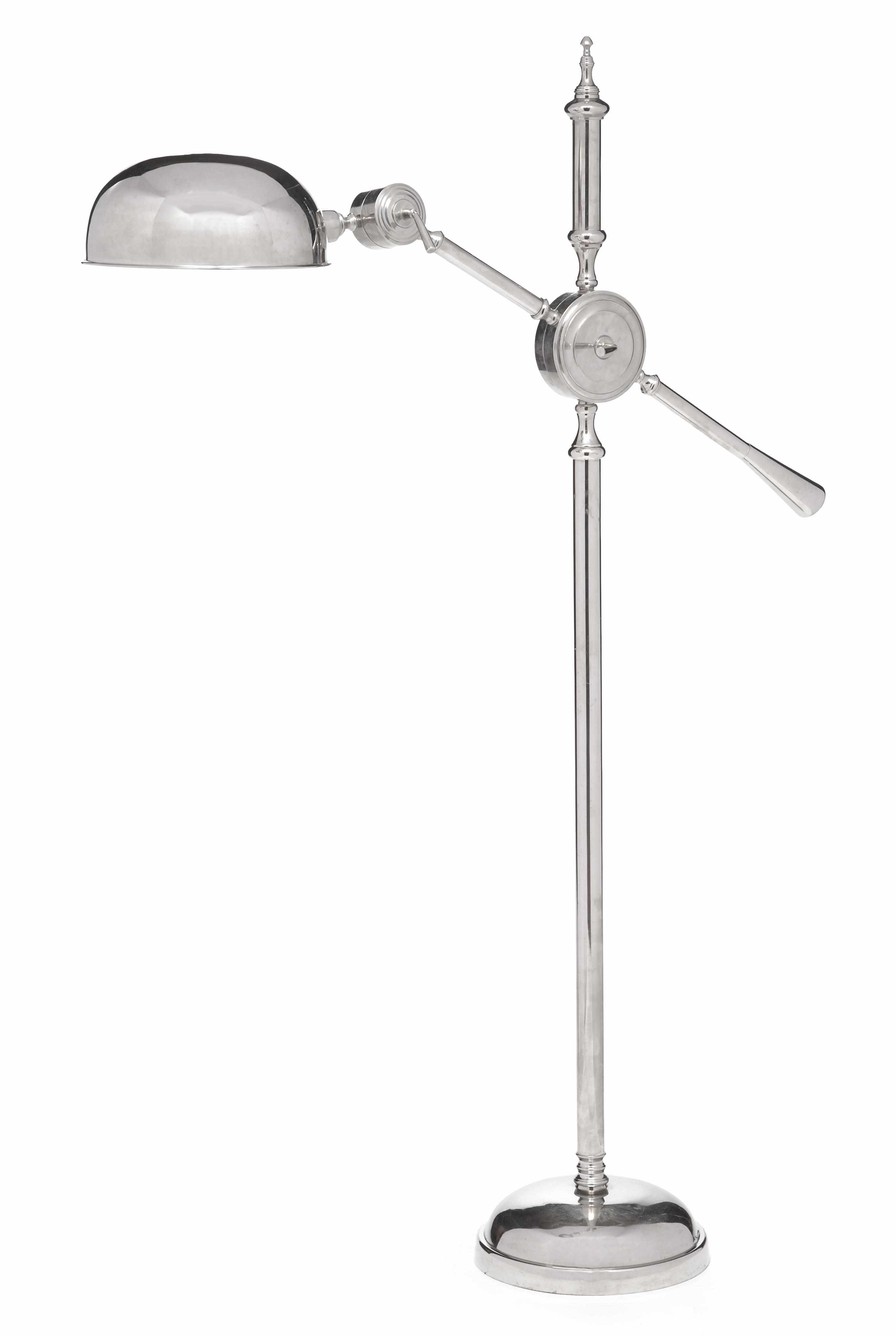 Appraisal: A French Modernist style silvered metal floor lamp height when