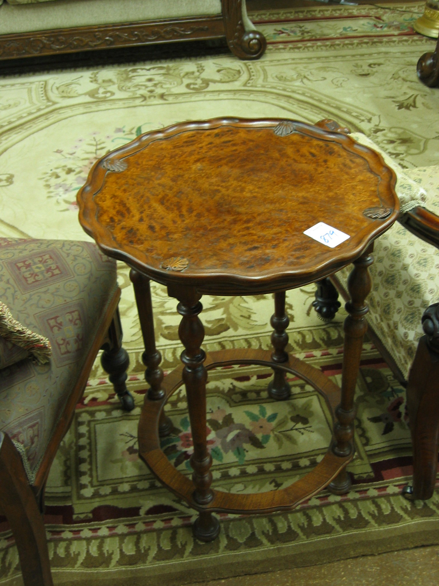 Appraisal: WILLIAM MARY STYLE BURL WALNUT TEA TABLE American th century