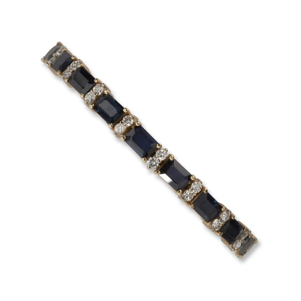 Appraisal: k Yellow Gold Bracelet set with emerald cut sapphires approx