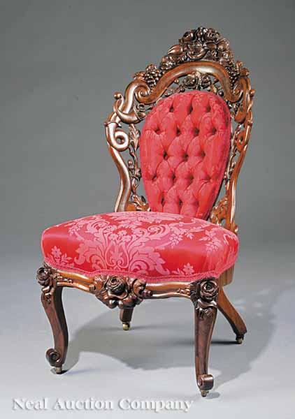 Appraisal: An American Rococo Carved and Laminated Rosewood Side Chair mid-