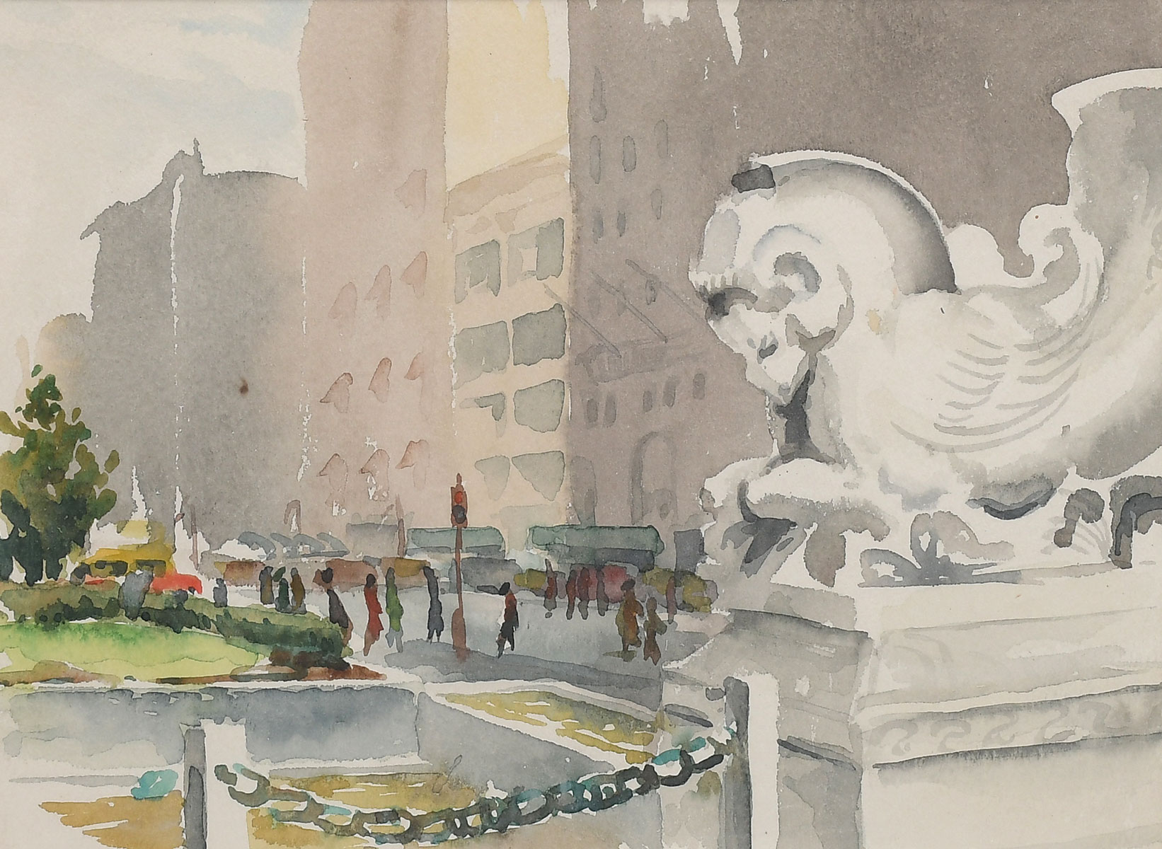 Appraisal: PLAZA HOTEL NYC PAINTING BY HENRY Watercolor sight size ''