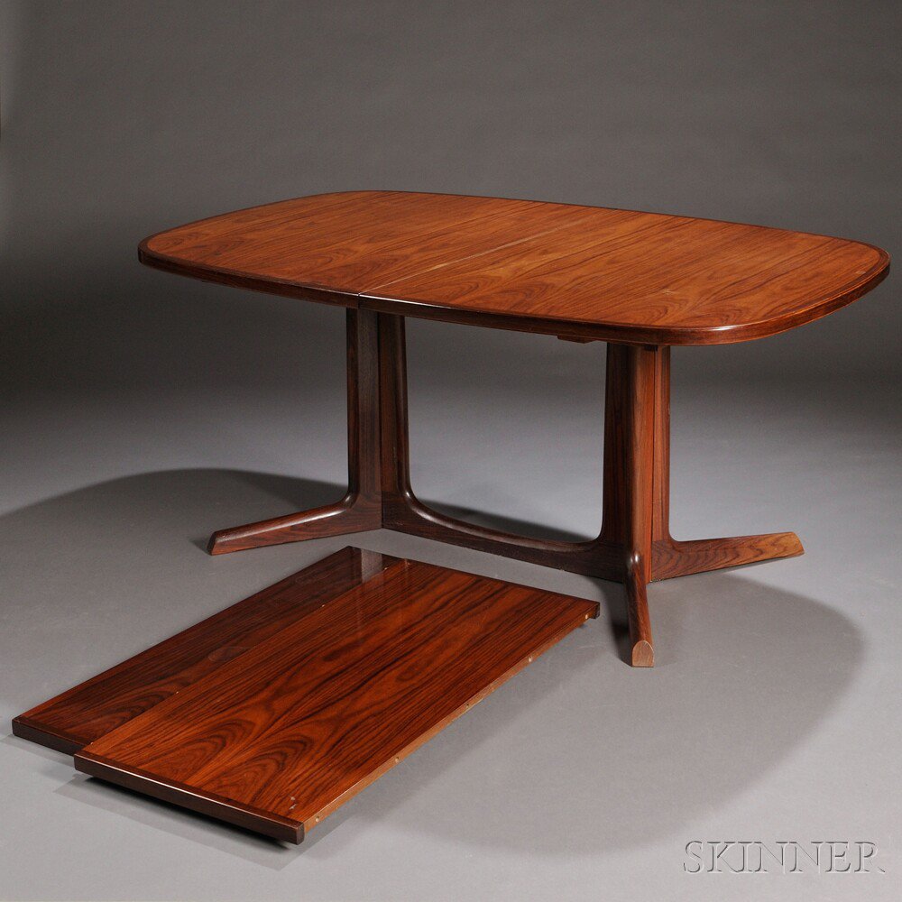 Appraisal: Mid-century Gudme Rosewood and Veneered Dining Table with Two Leaves