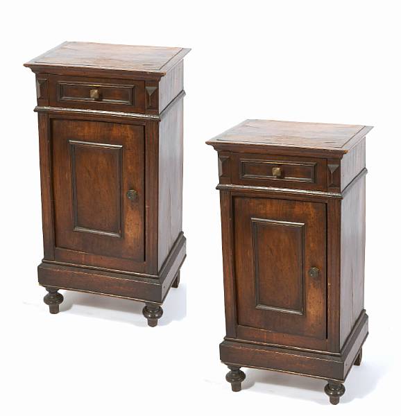 Appraisal: A pair of Napoleon III walnut bedside cupboards height in