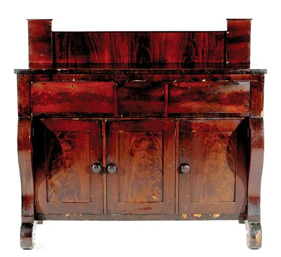 Appraisal: Empire mahogany sideboard South Carolina Columbia circa chimney backsplash behind