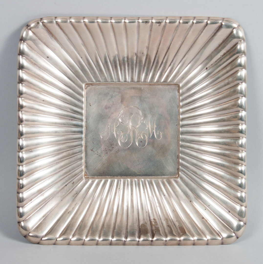 Appraisal: Reed Barton square reeded sterling silver dish dated in square