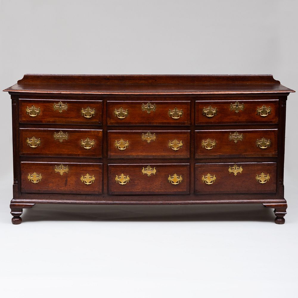 Appraisal: George III Style Inlaid Oak Chest of Drawers The inlaid