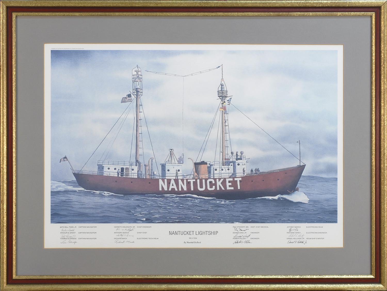 Appraisal: FRAMED PRINT ARTIST UNKNOWN Nantucket Lightship WLV After a painting