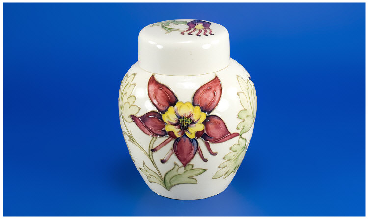 Appraisal: Moorcroft Vase and Cover Aquilegia Pattern Moorcroft mark to base