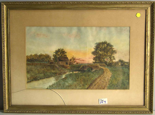 Appraisal: Two watercolor landscapes late th c x and x