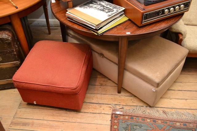 Appraisal: A VELVET UPHOLSTERED BEDROOM CHEST AND AN UPHOLSTERED OTTOMAN A