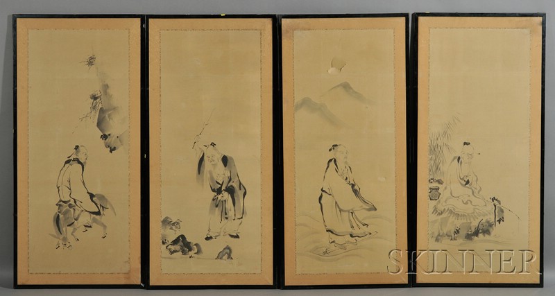 Appraisal: Four Japanese Paintings th century images of various sages ink