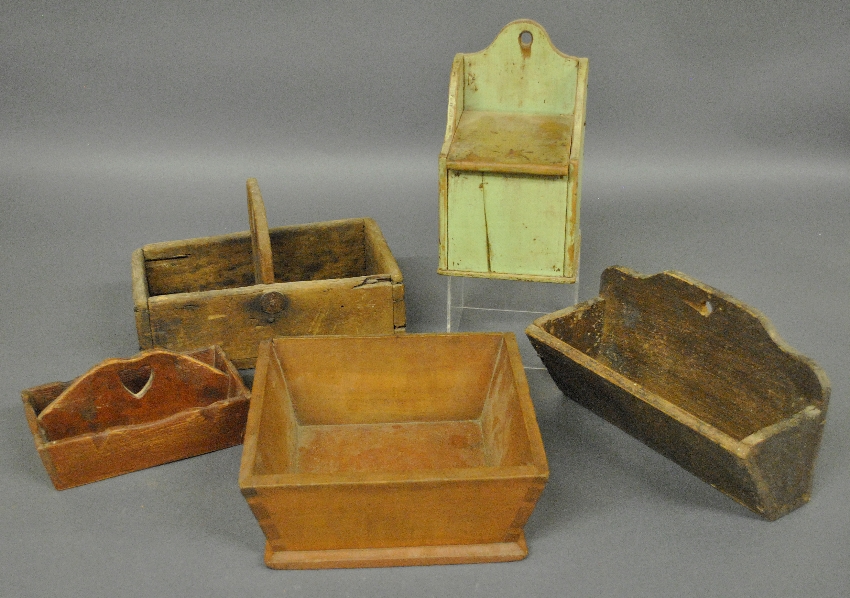 Appraisal: - Five pieces of th c wooden kitchenware incl a