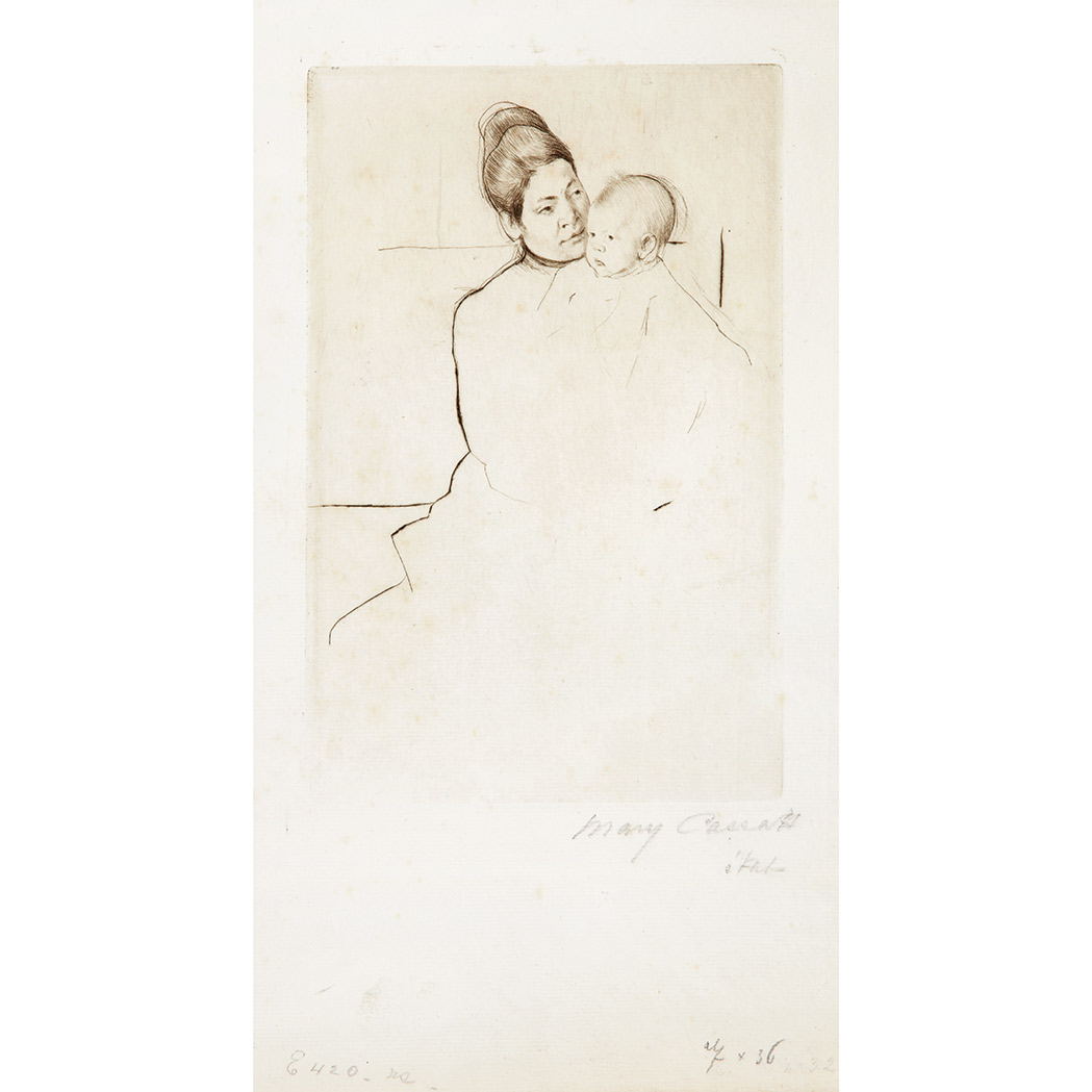 Appraisal: Mary Cassatt - GARDNER HELD BY HIS MOTHER BREESKIN Drypoint