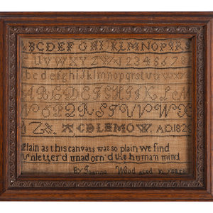 Appraisal: An English Needlework Alphabet Sampler Circa identified Joanna Wood aged