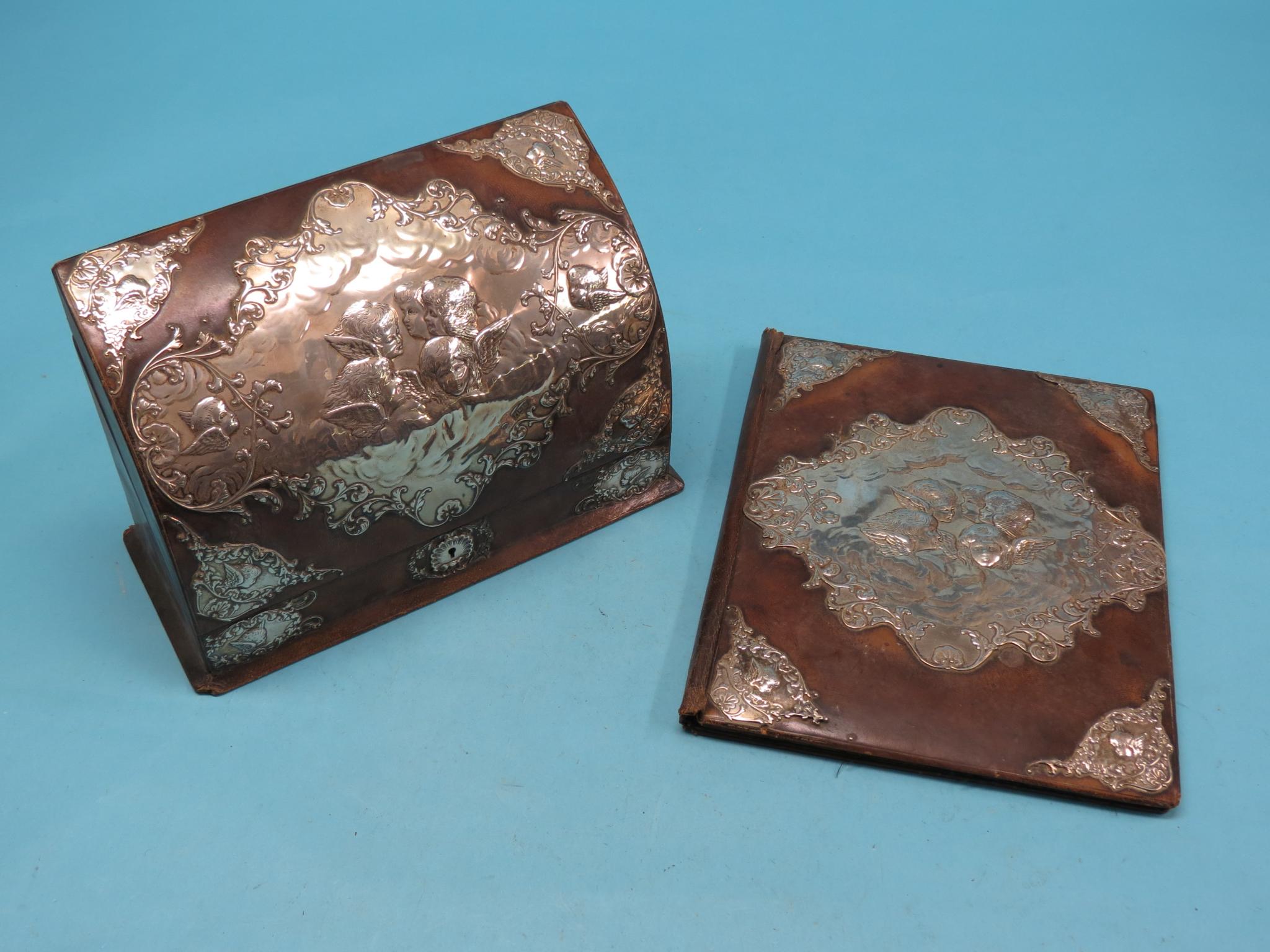 Appraisal: An Edward VII silver-mounted leather desk pair consisting of fitted