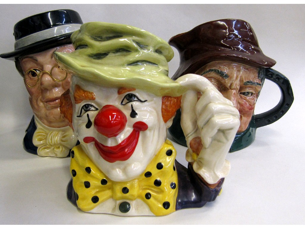 Appraisal: Three Royal Doulton character jugs including The Clown Mr Pickwick