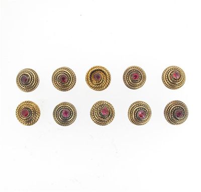 Appraisal: A set of ten French gold buttons With coiled rope