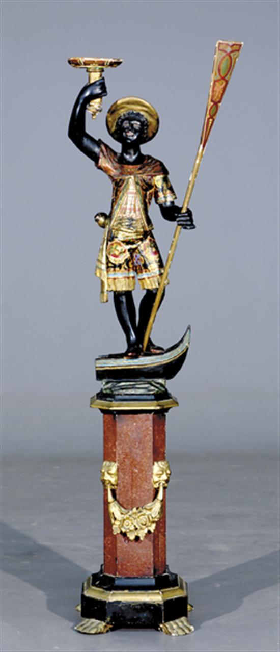 Appraisal: Venetian polychrome and parcel-gilt blackamoor th century elaborately costumed Nubian