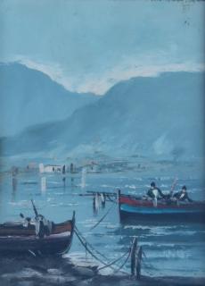 Appraisal: th c Italian Venetian Harbor Oil on artist board Unsigned