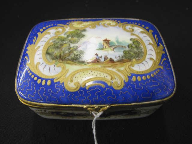 Appraisal: Sevres Porcelain Handpainted Dresser Box bronze mounts x excellent