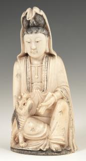 Appraisal: Chinese Carved Ivory Figure late th c of a wo