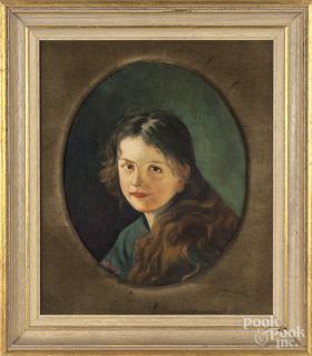 Appraisal: Pair of oil on board portraits of a girl and