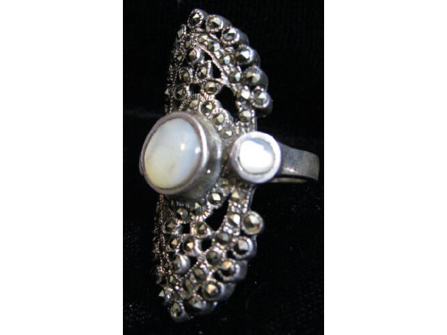 Appraisal: ART DECO MOTHER OF PEARL MARCASITE STERLING RING