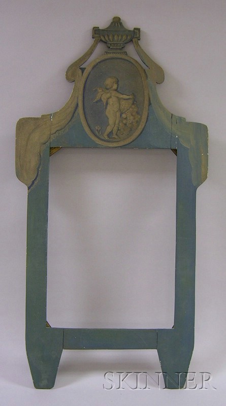 Appraisal: Paint Decorated Mirror Frame the crest depicting an urn and