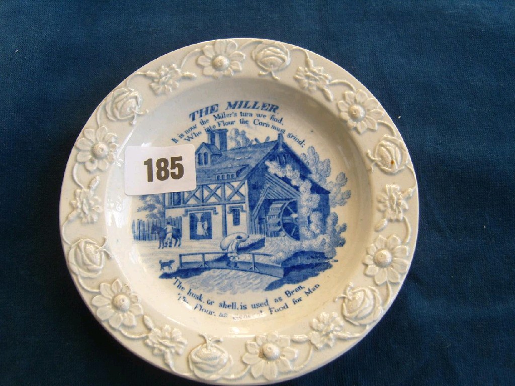 Appraisal: An early th century child's plate with blue and white